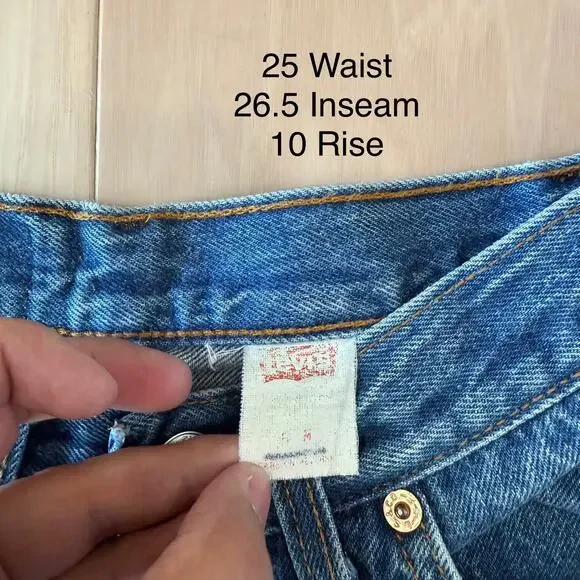 Vintage Levis 501 Jeans 25 Blue 80s Denim Made in USA Workwear Non Selvedge - Picture 6 of 10